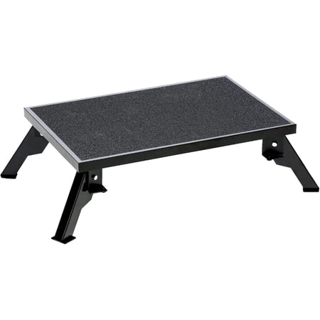 HJTER 24? x 16? Adjustable RV Platform Step, Heavy-Duty Rust-Resistant Steel, Portable Step Stool for Campers, 4? and 8? Height, 300 lbs Capacity, Non-Skid Surface & Folding Legs