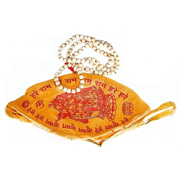 Combo Pack of 108 Beads Tulsi Mala and Cotton Hare Rama Hare Krishna Gau Mukhi | Jaap Mala with Jaap Bag | Pack of 2 Items | for Prayer and Chanting By Indian Collectible