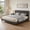 Dark Grey, variant on BSHTI King Size Platform Bed Frame with Adjustable Upholstered Headboard – Solid Wood Frame, 12 Wood Slats, Center Support Leg, No Box Spring Needed,Beige