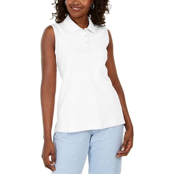 MSRP $15 Karen Scott Womens Cotton Polo Tank Top White Size Medium