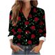 thumbnail image 3 of TaTaai Ladies Button Down Shirt Long Sleeve Notch Collar Floral Print Casual Top Breathable Cotton Loose Fit Blouse for Spring Gift, 3 of 6