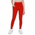 thumbnail image 5 of JTSRKL Girls Athletic Leggings Kids High Waist Lounge Stretch Sports Casual Skinny Pants Dance Workout Running Yoga Pants Red 11-12 Years, 5 of 6