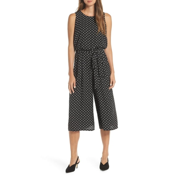 Vince Camuto Cropped Wide Leg Jumpsuit Black/White 14