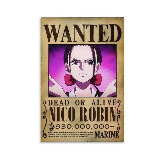 Nico Robin Wanted Poster Canvas Poster Wall Art Picture Prints Hanging Photo Gift Decor Home Posters Artworks 12x18inch(30x45cm)