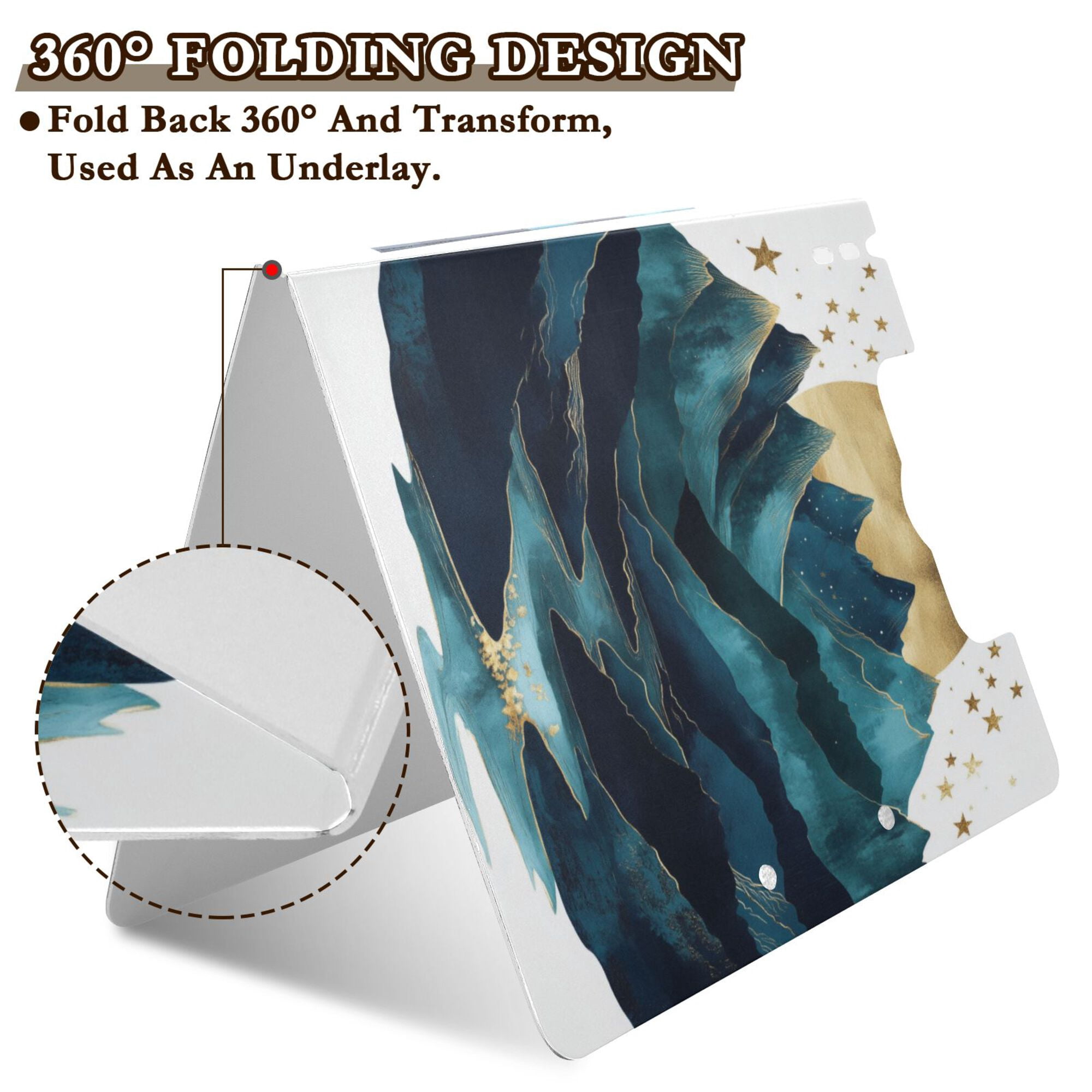 FORMRS A4 Clipboard Folder with Pen Holder Horizontal Foldable School Office Binder, Blue Mountains