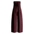 thumbnail image 4 of SONXAHE Womens Strapless Jumpsuit Smocked Tube Top Wide Leg Pocket Daily Bottoms, 4 of 5