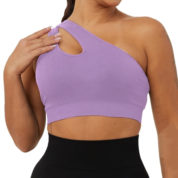 WCJM Purple Women's Solid Mesh Hollow Breathable Sports Bra