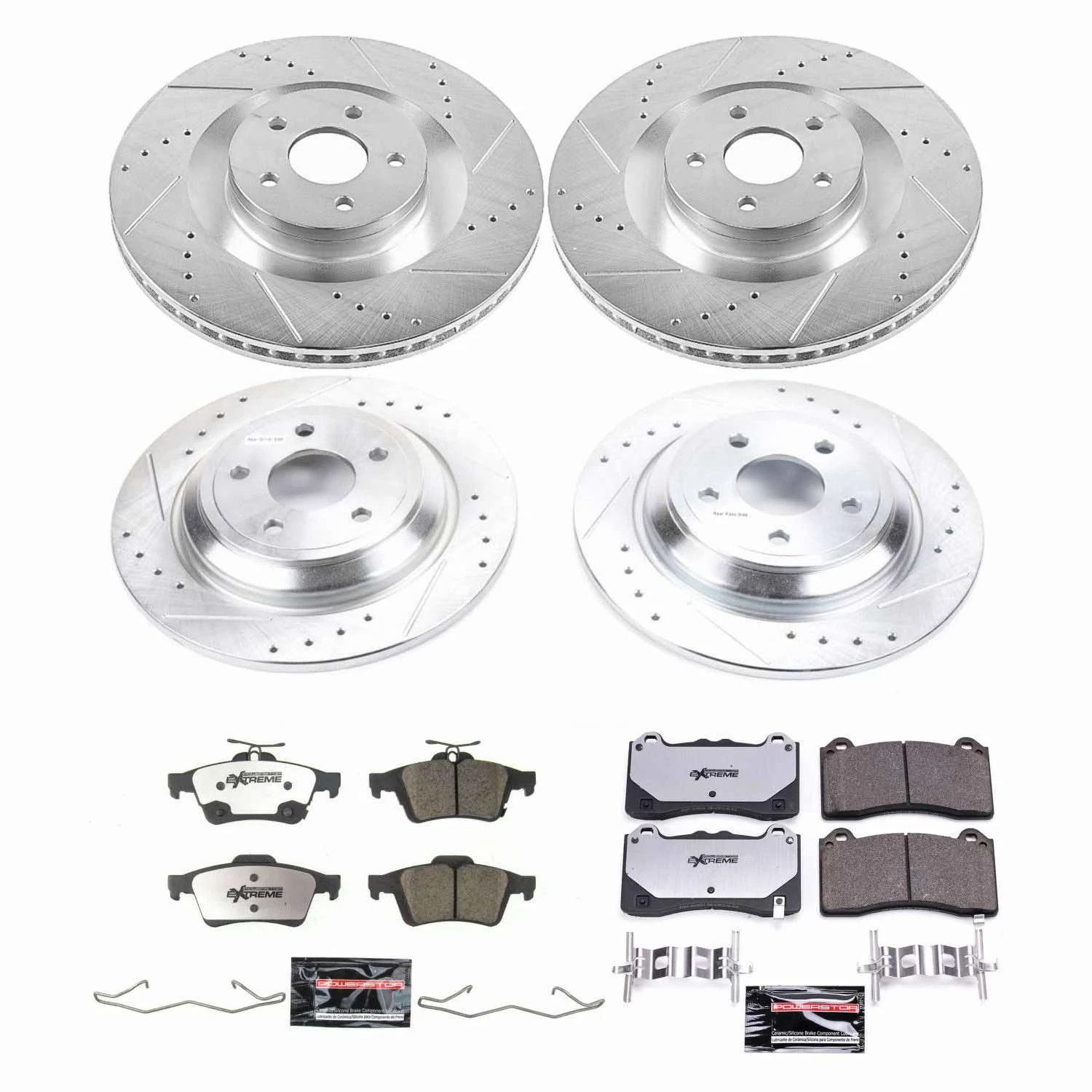 PowerStop Front and Rear Z26 Street Warrior Carbon-Fiber Ceramic Brake Pad and Drilled and Slotted Rotor Kit Fits: FORD Select Models K7319-26