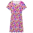 thumbnail image 3 of Pink Daisy Print Short Sleeve Dress Women Summer Evening Dresses Ladies Sundress, 3 of 7