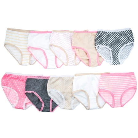 Wonder Nation Girl's 100% Cotton Brief Panty, 10 Pack, 16, Basic