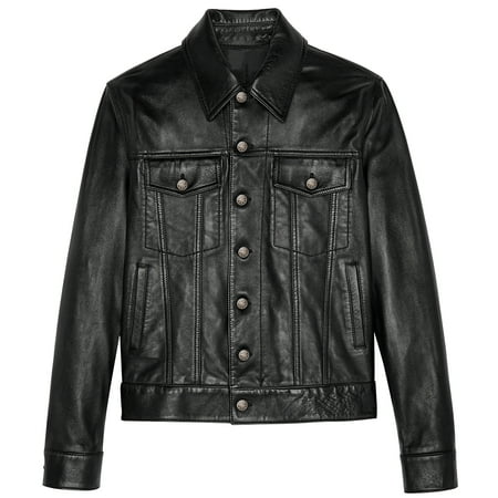 Men’s Real soft sheep Napa leather Trucker Iconic Leather Jacket
