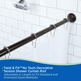 thumbnail image 6 of Kenney® Twist & Fit™ No Tools Decorative Metcalf Rust-Resistant Painted Steel Straight Tension Shower Curtain Rod, 42-72", Bronze, 6 of 10