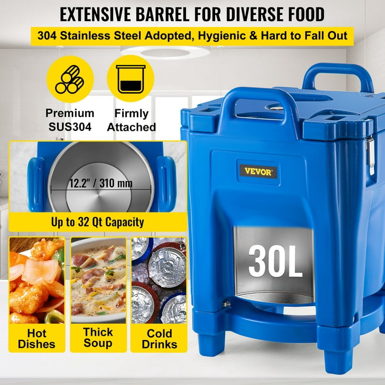 VEVOR Insulated Food Pan Carrier, 82 Qt Hot Box for Catering, LLDPE Food Box  Carrier with Double Buckles, Front Loading Food Warmer with Handle,  Stackable End Loader for Restaurant, Canteen, Etc. Blue 