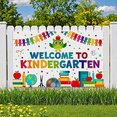 thumbnail image 5 of Colorful Welcome to Kindergarten Banner with Owl Apple Books and Kids Silhouettes Background Party Supplies for School Opening Events Photography Props Classroom Decorations, 5 of 7