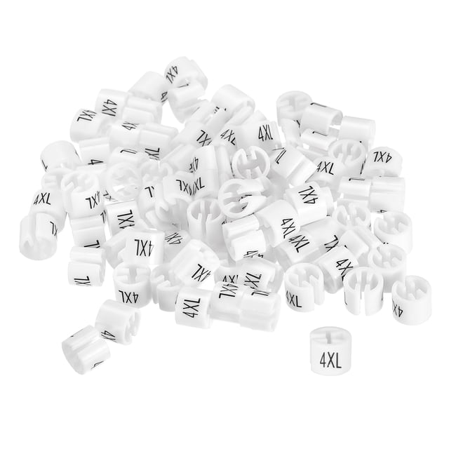 Marcadores de percha de ropa de 160 piezas, etiquetas de tamaño 4XL, adecuadas para varillas de 3.5 mm, etiqueta de color para perchas de ropa, blanca