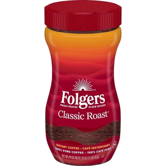 Folgers Classic Roast Instant Coffee Crystals 16 oz (1 Pack) – Fast, Fresh Coffee Anytime