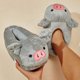thumbnail image 2 of Cute Pig-zapatilla de Invierno para mujer, cubierta de tacón, pantuflas cálidas, piel suave, toboganes cómodos y esponjosos para el hogar, calzado de dibujos animados para niñas, nuevo, 2 of 5