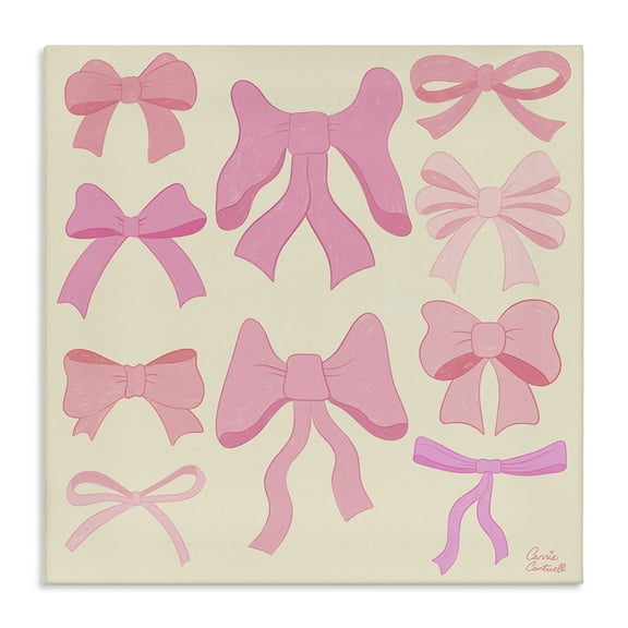 Stupell Industries Trendy Pink Bows Assortment Fashion Painting Wrapped Canvas Canvas Art Print Wall Art, 17 x 17