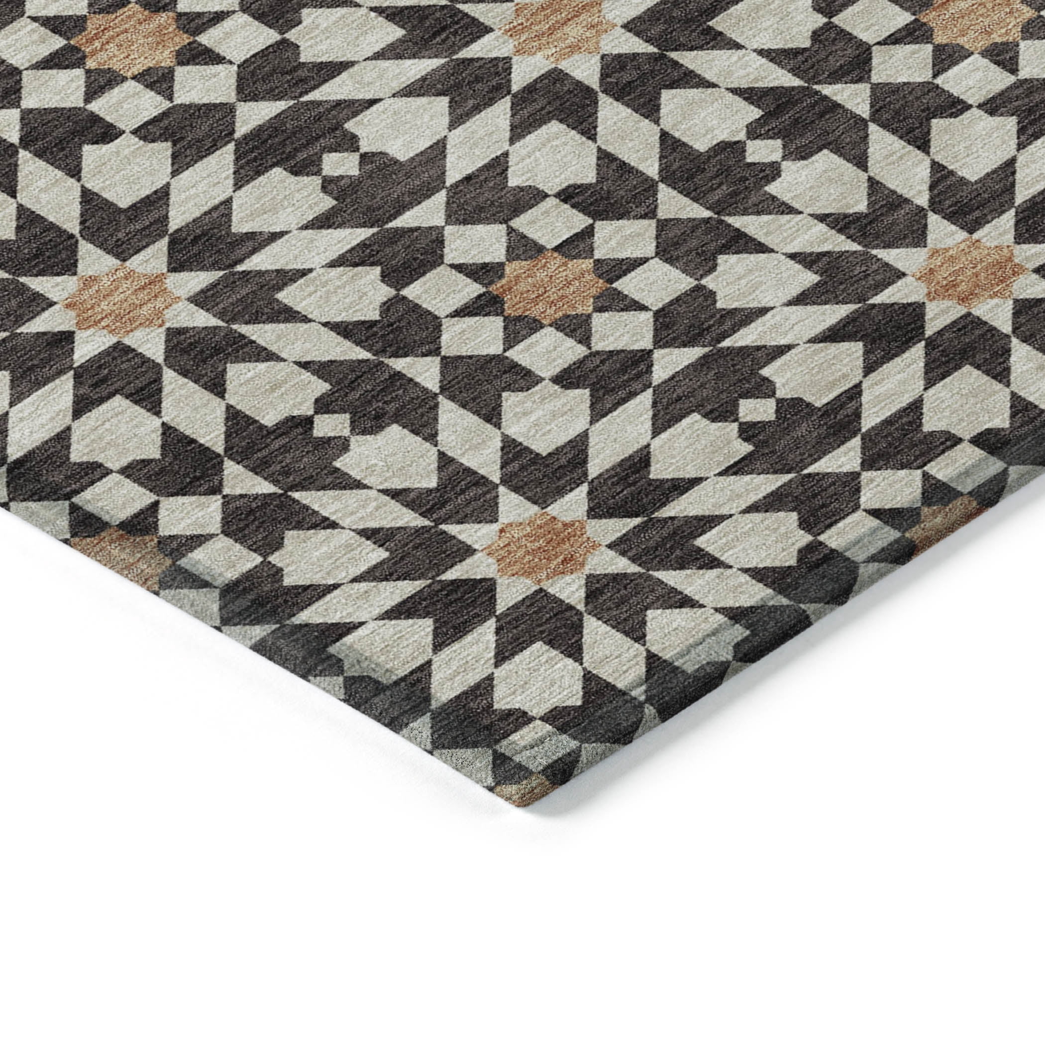 Addison Rugs Chantille Indoor/Outdoor Transitional Spiral Charcoal Washable Rectangle Rug, 5' x 7'6"