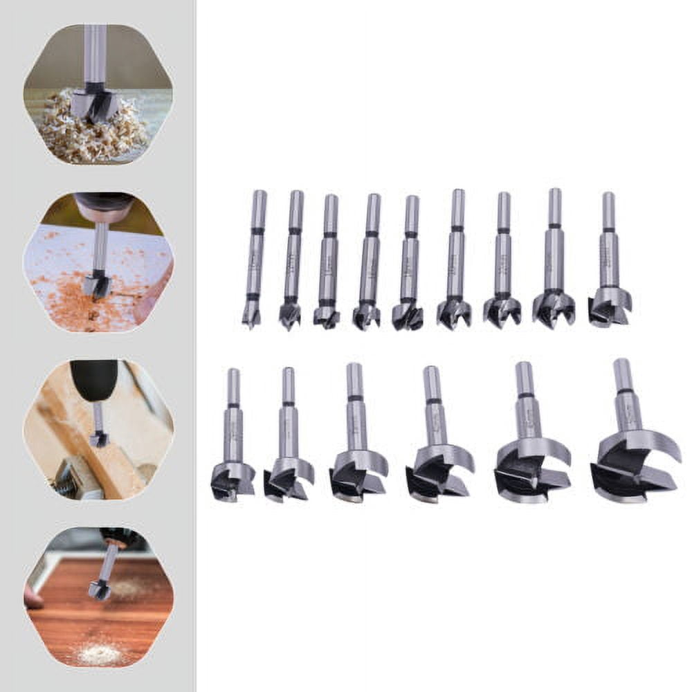 15 Piece FORSTNER BITS 10-50mm Heavy Duty Circular Carbide Edges Drill Bit Set