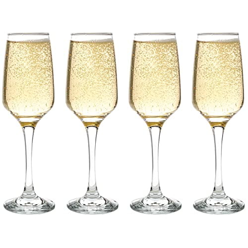 Vikko Champagne Flutes, 7.4 Ounce Toasting Champagne Flute, Crystal Clear Champagne Glasses, Set of 4 Elegant Sparkling Wine Glasses
