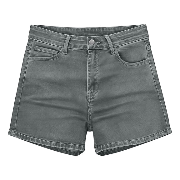 Zynoxe Women's Shorts Casual Button and Zipper Mid-Thigh Jean Shorts Summer Solid Color Straight-Leg Denim Shorts with Pockets S