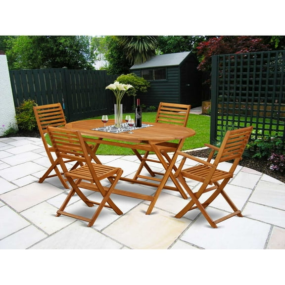 East West Furniture Wooden Patio Set Natural Oil, DIBS52CANA