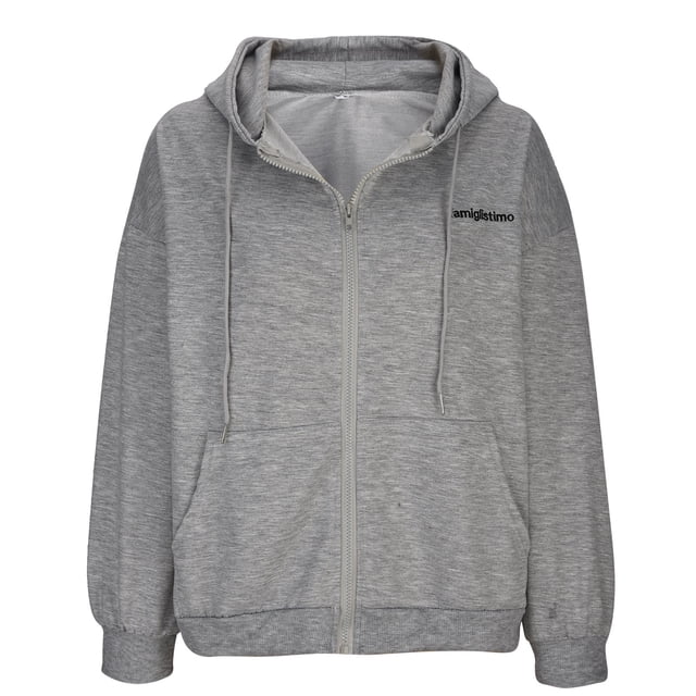 ICHUANYI Clearance Women's Casual Embroidered Letter Sweatshirts Pockets Winter Oversized Outwear Long Coat(Gray, L) ICHUANYI WER2023081512667