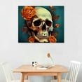 thumbnail image 2 of Nawypu  Floral Skull Canvas Wall Art Vintage Orange Rose Human Skeleton Picture for Gothic Home Decor Stretched and Framed Ready to Hang, 2 of 4