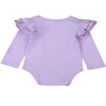 thumbnail image 3 of Infant Baby Girl Basic Ruffle Long Sleeve Cotton Romper Bodysuit Tops Clothes, 3 of 5