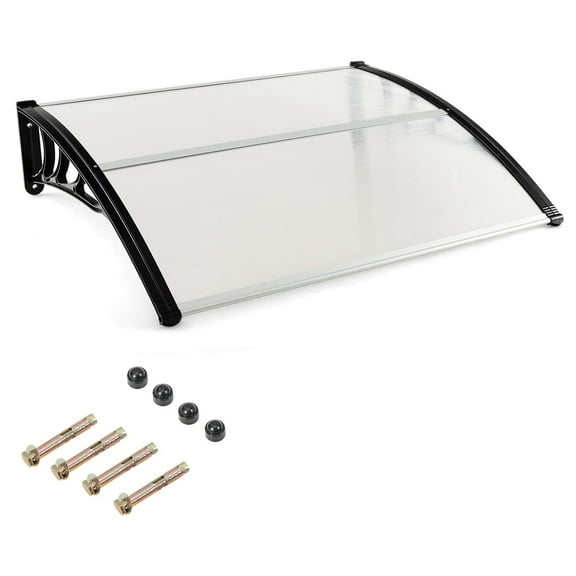 48" x 40" Window Awning, Awnings for Doors, with Hollow Sheet, Rain Snow Sunlight, Outdoor Awning Canopy Exterior for Porch, Deck, Patio, Balcony, Black