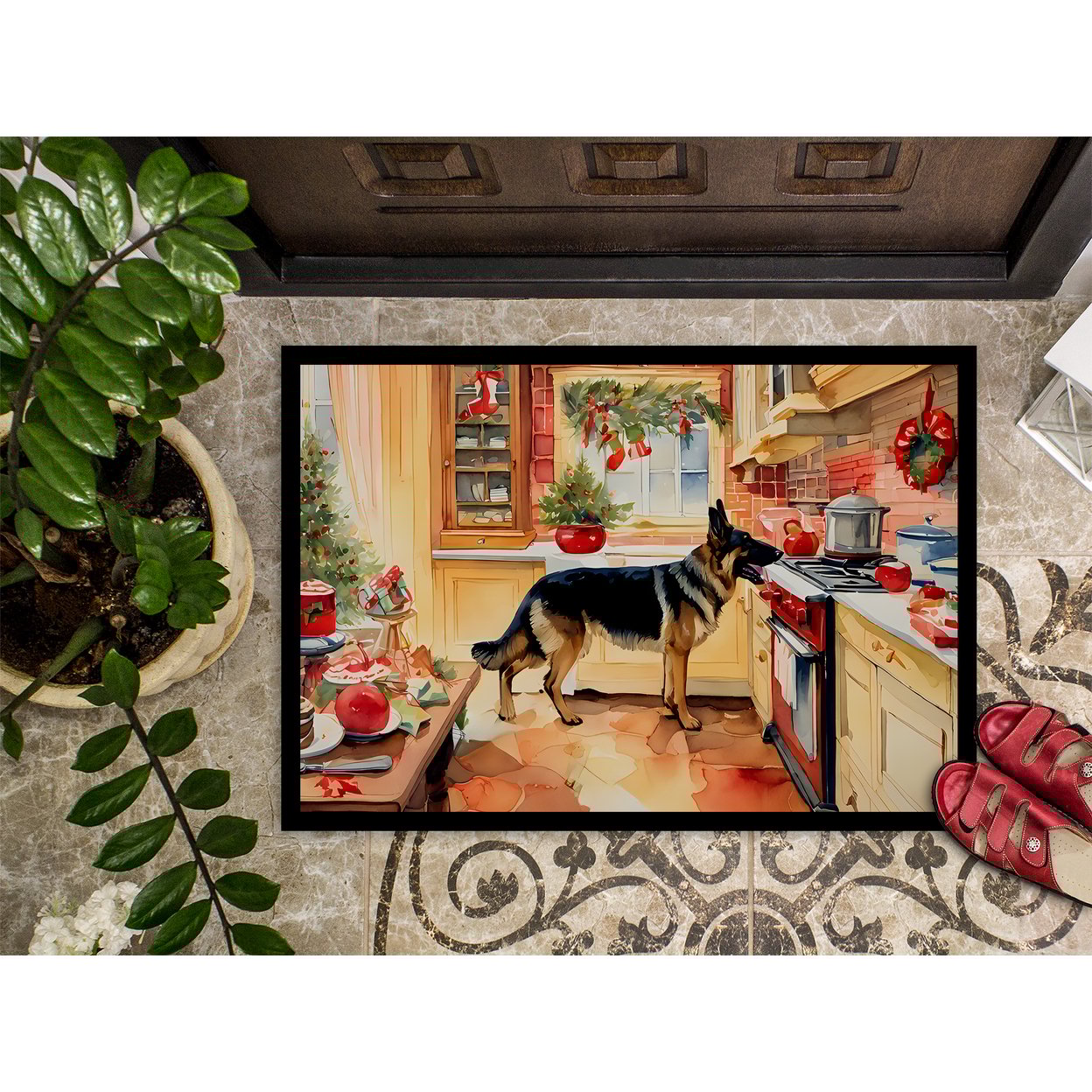 thumbnail image 3 of Carolines Treasures DAC3796MAT 18 x 27 in.  German Shepherd Christmas Cookies Doormat, 3 of 6