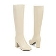 thumbnail image 6 of Xiaoxatg Women's Mid-Calf Boots Square Toe Side Zipper Heel Knee High Boots for Fashion-Forward Women 10 Beige, 6 of 6