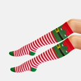 thumbnail image 4 of GobdXE Unisex Knee High Socks Christmas Elf Stripe Graphic Print Soft Knit Holiday Costume Party Wear Size:One Size, 4 of 6