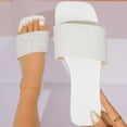 thumbnail image 2 of ShiShine Womens Glitter Accent Texture Square Toe Flat Slide Sandals Summer Comfort Casual Daily Glam Shoes, 2 of 9