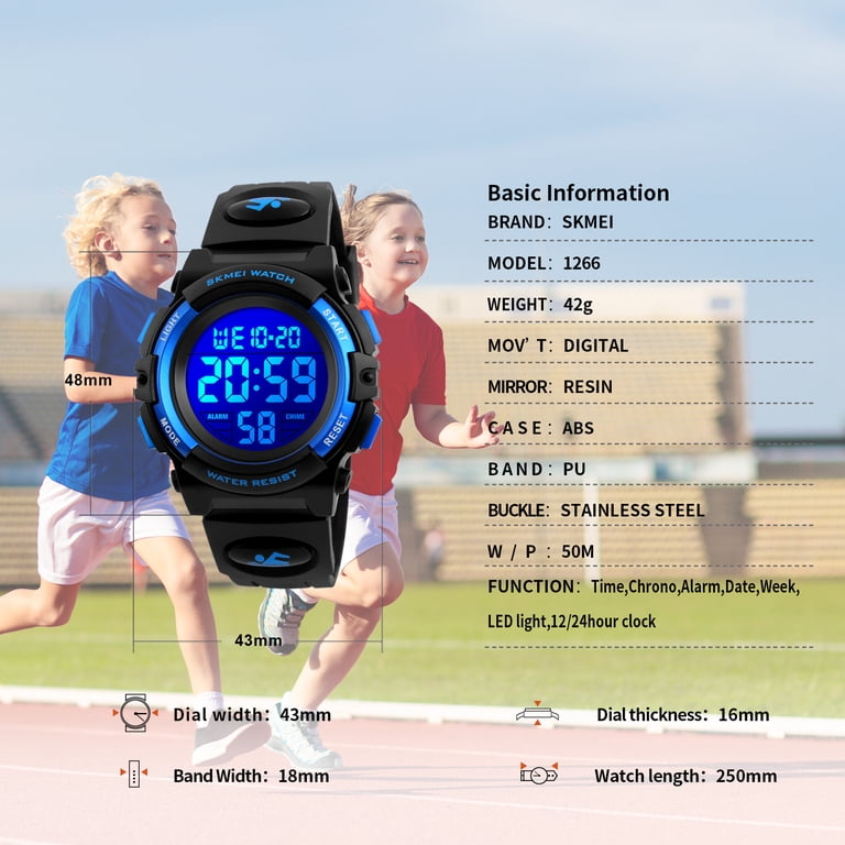 SKMEI Kids Digital Sport Watch 50M Waterproof Blue photo 4