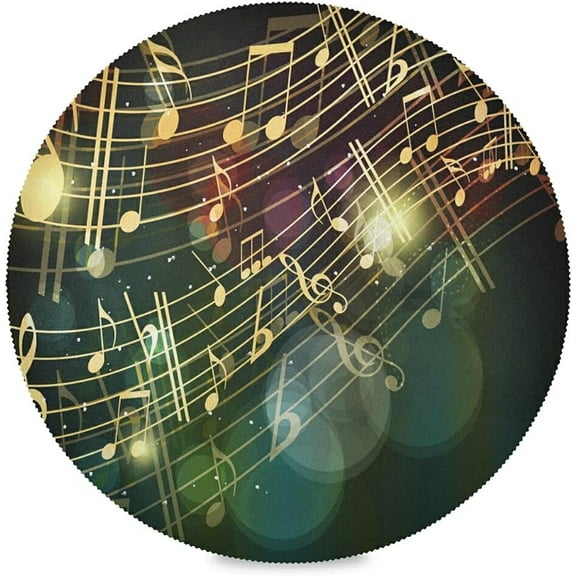 48"X 48" Art Music Note Elastic Fitted Edged Round Tablecloth Fade Resistant Anti-Shrink Table Cloth Washable Table Cover for Banquet Home Indoor or Outdoor