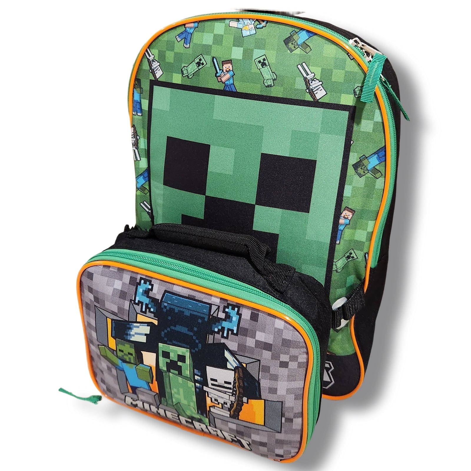 Minecraft Full Size 16 Inch Backpack with Detachable Lunch Box