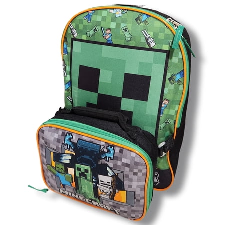 Minecraft Full Size 16 Inch Backpack with Detachable Lunch Box