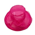 thumbnail image 2 of rygai Women Sun Hat See-through Mesh Flower Decor Solid Color Royal Sunscreen Princess Style Vintage Elegant Wedding Hat Headwear,Rose Red, 2 of 8