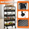 thumbnail image 2 of golytefs 4 Tier Metal Organization Trolley with Pull-out Baskets And Wheels Slim Storage Rolling Cart for Home Office Kitchen Bathroom Laundry (Black), 2 of 8