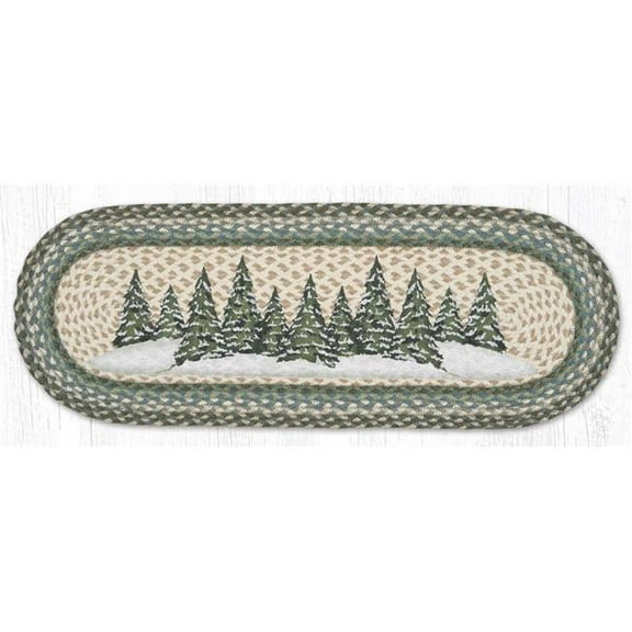 Earth Rug 68-419HVT 13 x 36 in. Holiday Village Trees Braided Oval Table Runner, Multi Color