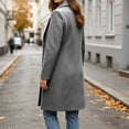 thumbnail image 6 of SHENGXINY Women's Mid Length Notched Lapel Pea Coat Single Breasted Trench Coat Texture Fall Winter Warm Overcoat Clothes Gray L, 6 of 9