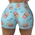 thumbnail image 2 of Lsque I Am A Fan Popcorn Pattern High Waisted Biker Shorts for Women-Tummy Control Fitness Athletic Workout Running Yoga Gym Shorts,Moisture-Wicking-Small, 2 of 9