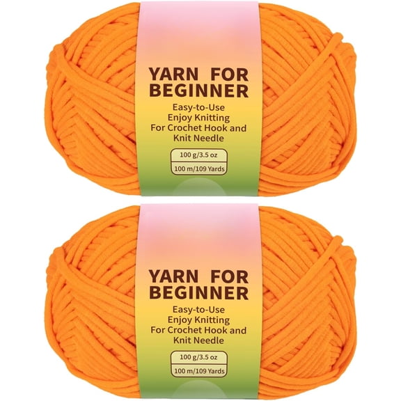 2*100g Beginner Easy Rainbow Crochet & Knitting Yarn - Cotton-Nylon Blend, Worsted-Weight Medium #4 Yarn for Crochet Kit
