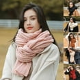 thumbnail image 3 of Naierhg Winter Scarf Women Scarf Solid Color Keep Warm Skin-friendly Woolen Yarn Knitted Winter Scarf for Outdoor Pink, 3 of 8