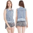 thumbnail image 2 of LYMAYTER Womens Denim Vest Sleeveless Button Cowboy Jacket Oversized Classic Casual Waistcoat S-6XL, 2 of 10