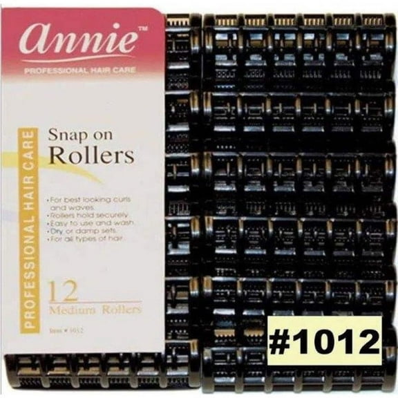Annie Snap-On Rollers Size M 12Ct Black 1012