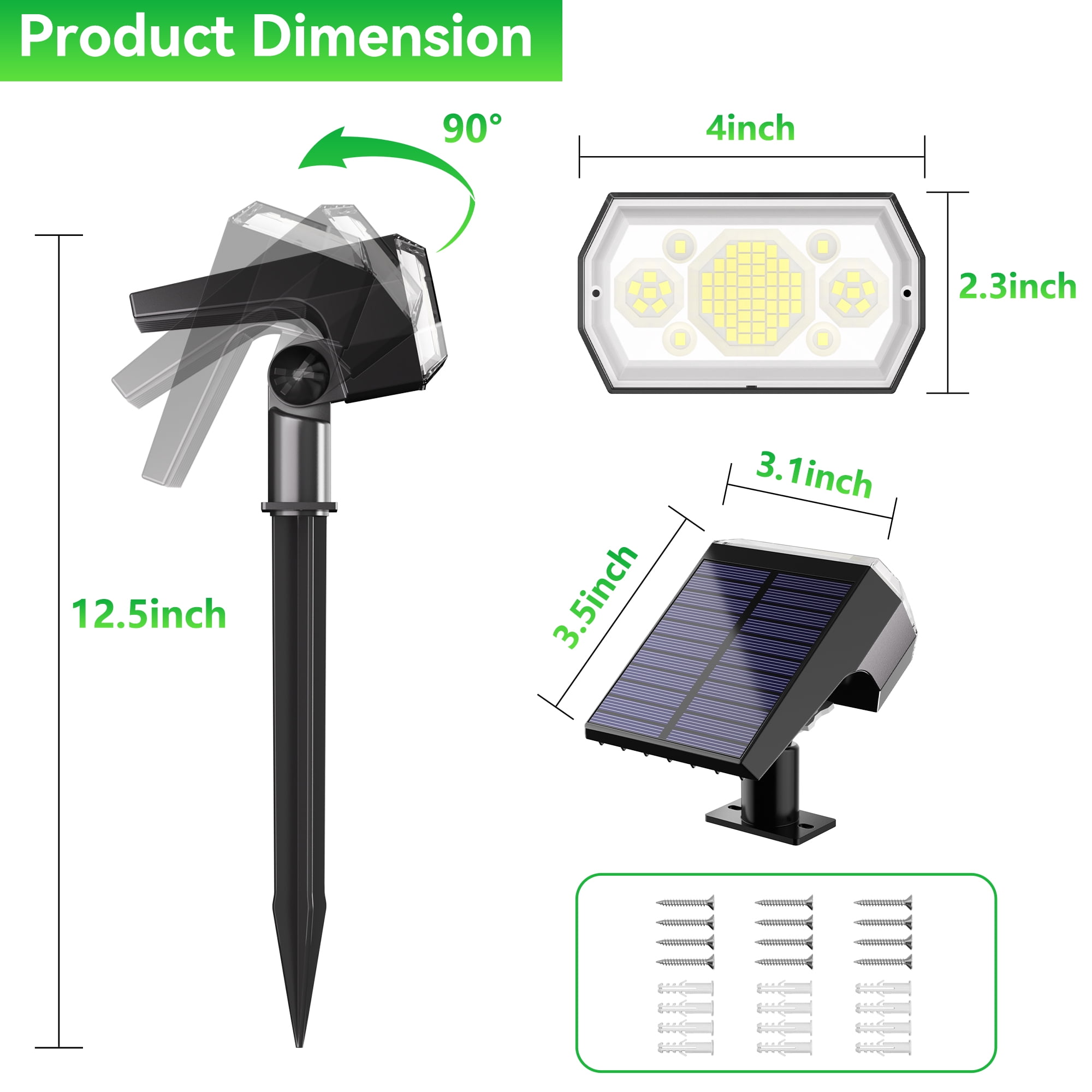 DAYBETTER Outdoor Solar Lights, 7 Modes/6 Color Changing Multicolor Spotlights for Yard Garden Decor