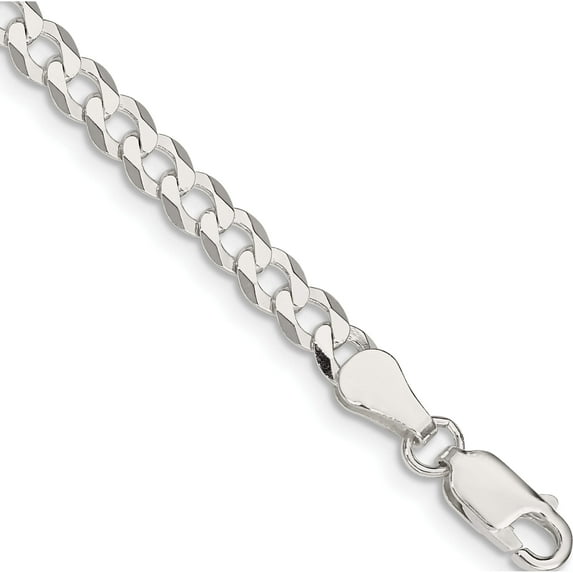 Sterling Silver 4.5mm Flat Curb Chain (7 X 4.5) Made In Italy qlb120-7